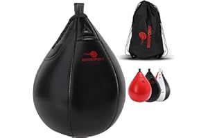 BOXERPOINT Speed Bag for Boxing - Durable PU Leather Punching Bag for Adults - Anti-Leak Boxing Bags Home Gym Training Equipment, Portable Heavy Bags - Large Reflex Ball, Indoor & Outdoor