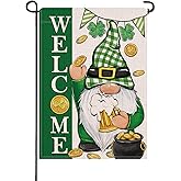 Artofy Welcome St Patricks Day Gnome Small Decorative Garden Flag, Pot of Gold Lucky Shamrock Clover Yard Lawn Outside Decor, Irish Spring Burlap Outdoor Home Decoration Double Sided 12 x 18
