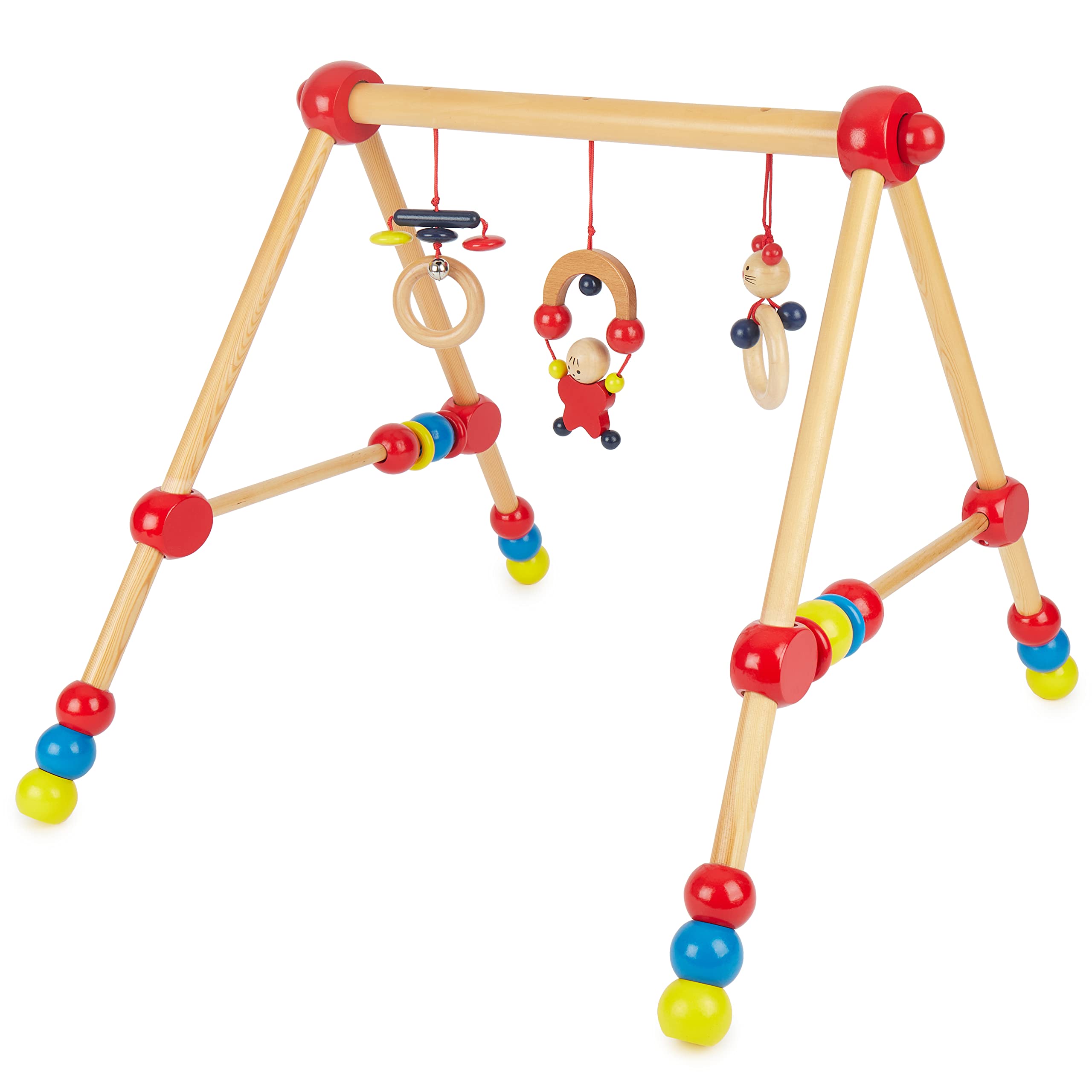 Bieco First Gym wooden - height adjustable Activity Center, with figures rattles and balls, from birth, multicolored, safe, ArtN 23000014