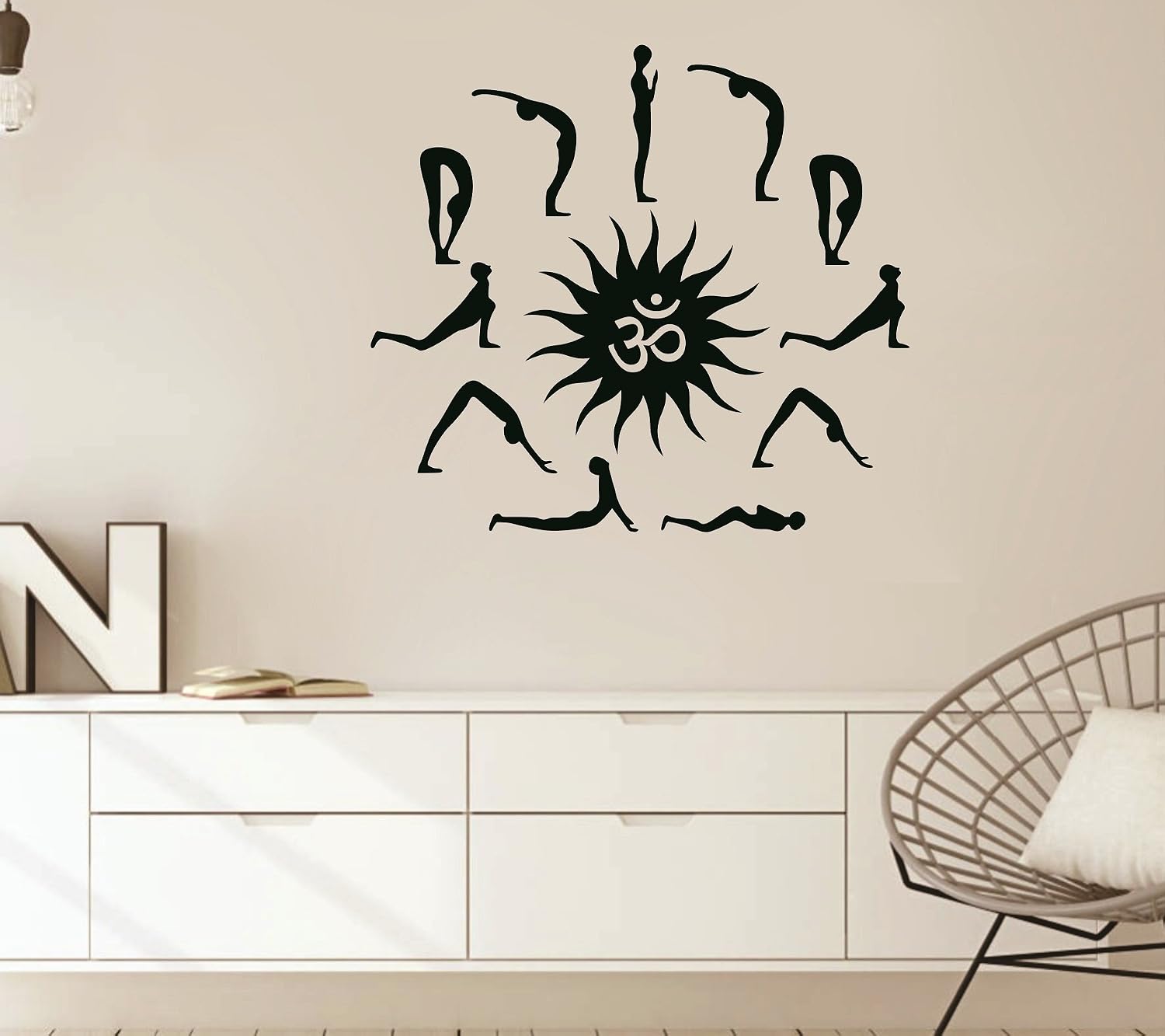 Buy Syga Surya Namaskara Yoga Poses Wall Sticker, Black Online at