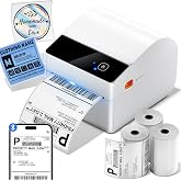 ASprink Bluetooth Thermal Label Printer with 750 Pcs Labels | White Shipping Label Printer with Built-in Label Bin, Thermal Printers Come with 750PCS 4x6"‬ White Labels (250 Labels/Roll)