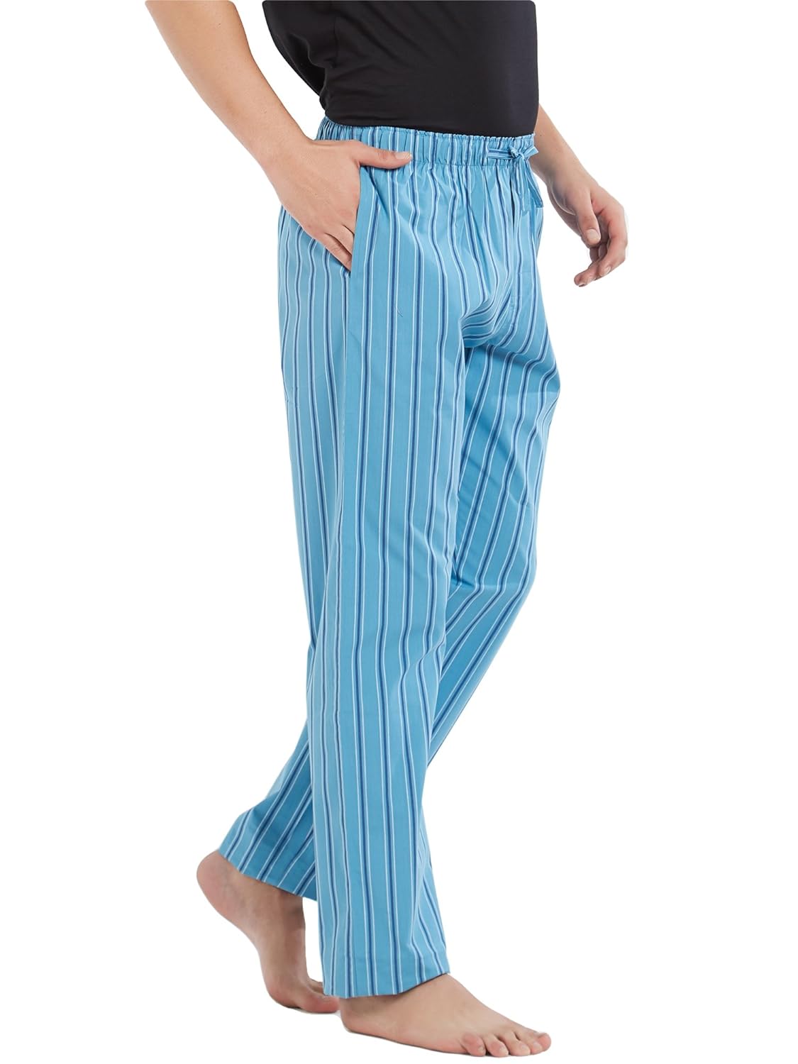 xyxx men's compact cotton checkered pyjama-lime & blue checks