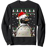 Penguin Christmas Lights Ugly Sweater Santa Hat Funny Xmas Sweatshirt