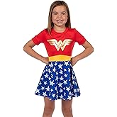 DC Comics Wonder Woman Dress Girls' Character Inspired Kids Cosplay Skater Dress