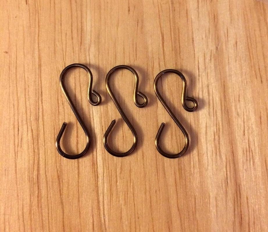 Handmade Bronze Ornament Hooks, 1 inch long 18g wire set of