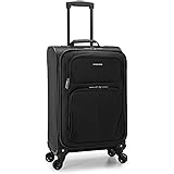 U.S. Traveler Aviron Bay Expandable Softside Luggage with Spinner Wheels, Black, Carry-on 23-Inch