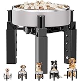 Aystkniet Dog Bowl Stand with Adjustable Height &amp; Width, Anti-Slip Elevated Food Water Bowl Holder for Large Medium Small Dogs, Durable Raised Dog Feeder for Lifted Feeding, Only Stand Without Bowls