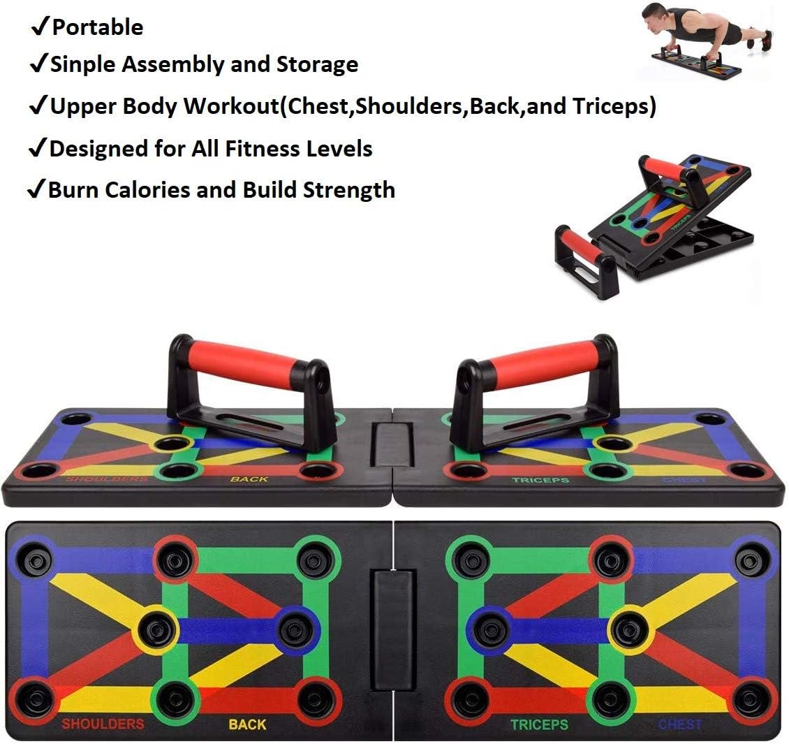 BLMYXPH Push Up Board System, 13 in 1 Push Up Board with Resistance Band, Multi-Function Portable Bracket Board Push Up Training Systemt