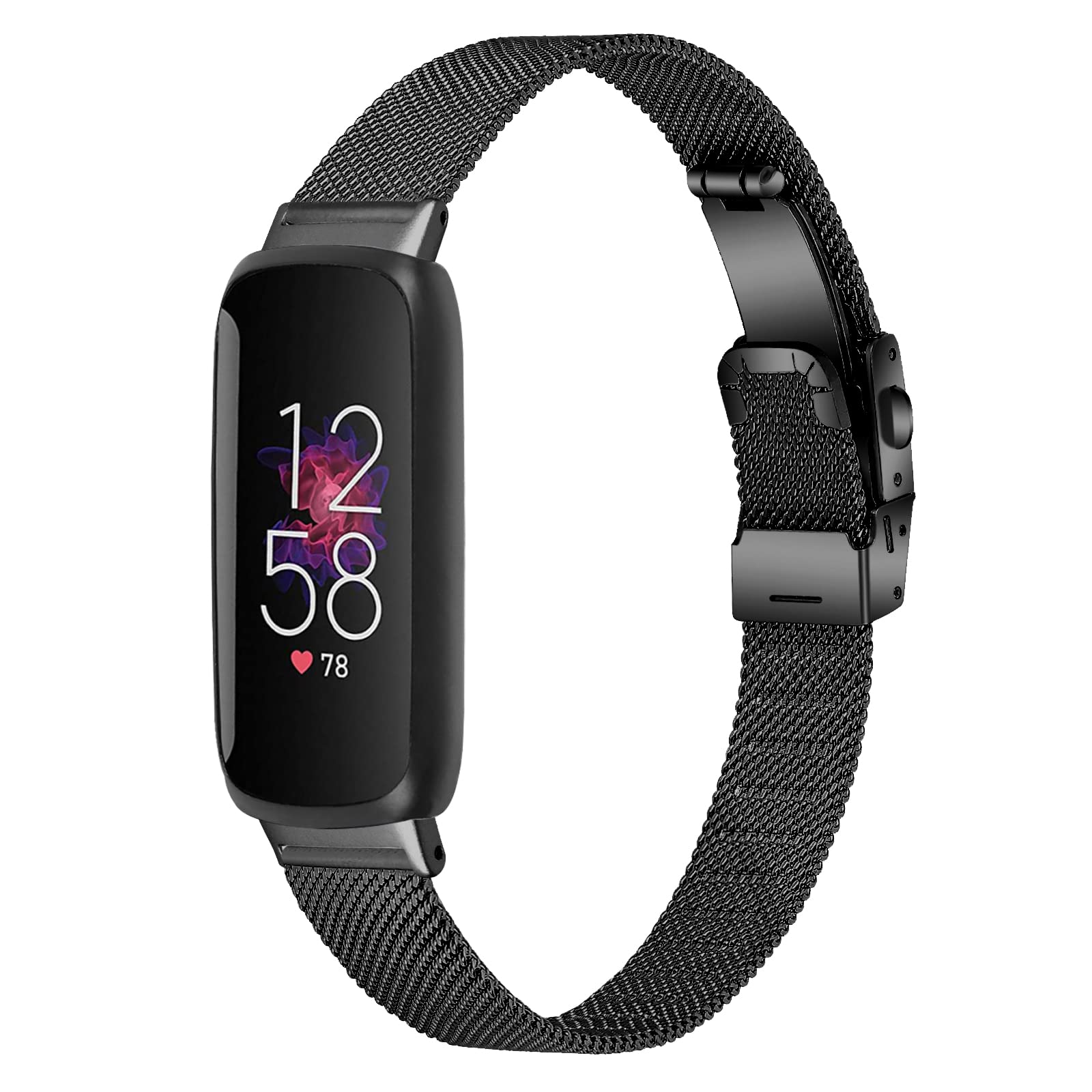 Gimuk Strap Compatible with Fitbit Inspire 3 Strap, Adjustable Stainless Steel Metal Loop Mesh Bands Magnetic Replacement Wristband for Fitbit Inspire 3 for Women Men (Black)