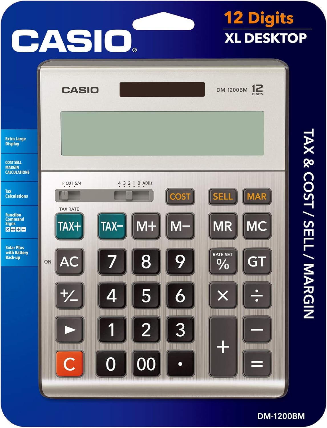 Casio Ms 1bm 12 Digit Calculator Tax Dual Powermetal Cover Ms1bm Basic Co Office Products
