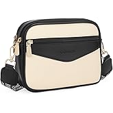 GOIACII Crossbody Bags 6-Pockets Purses for Women Vegan Leather Purses Small Shoulder Handbags with Wide Strap