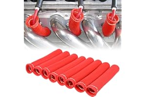 BLISSSHINE 8 PCS Spark Plug Wire Heat Shield Sleeve 2500° Spark Plug Boot Protector Wrap for 6 Inch for Ls1/Ls2 Sbc Bbc 350 454 Plug Wire Covers — Red