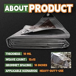Tarps Heavy Duty Waterproof 9x12 Feet, 10Mil