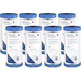 Pentair Pentek R50-BB Big Blue 10-Inch Pleated Sediment Filter, Pack of 8 | Washable Pleated Polyester Sediment Cartridge, 16+ Sq Ft; 10" x 4.5", 50 Micron, Reusable, Low Pressure Drop, Fits Big Blue