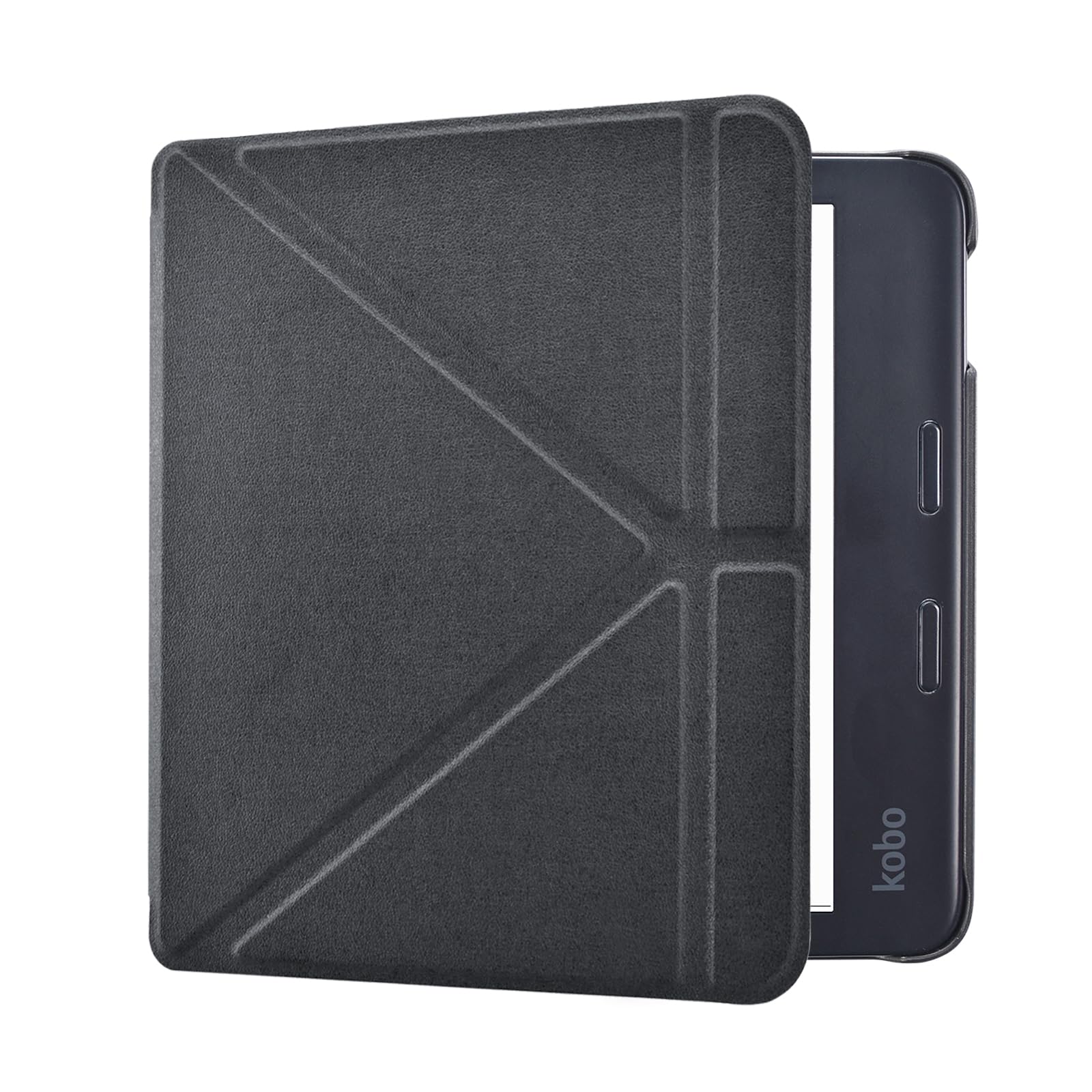 DMLuna Origami 2-Way Stand Case for Kobo Libra Colour (Model:N428, 2024 Release), Slim and Lightweight Premium PU Leather Protective Cover with Auto Sleep Wake Feature - BLack