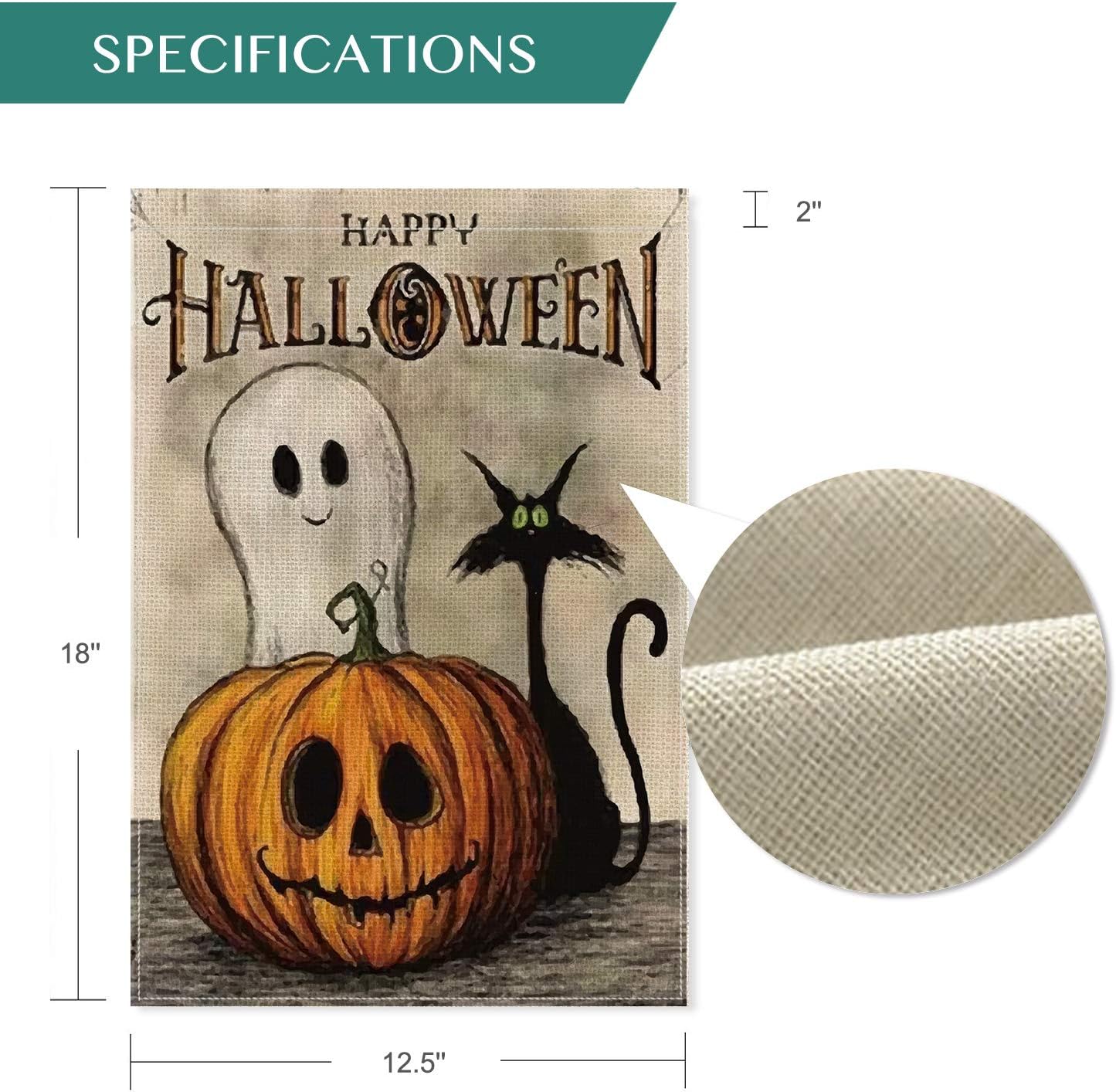 AVOIN Happy Halloween Garden Flag Vertical Double Sized, Spooky Ghost Pumpkin Jack O'Lantern Black Cat Yard Outdoor Decoration 12.5 x 18 Inch : Garden & Outdoor
