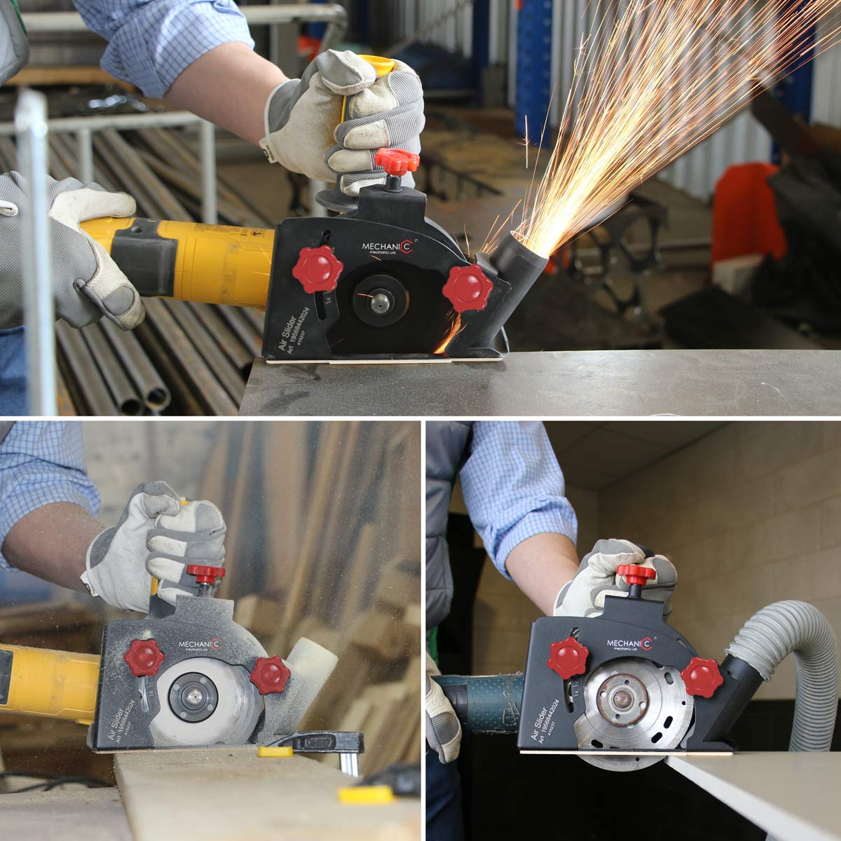 Mechanic AirSlider 125/90° Dust Extraction Cover for Angle Grinder, 125 mm, Dust Free, Adapter