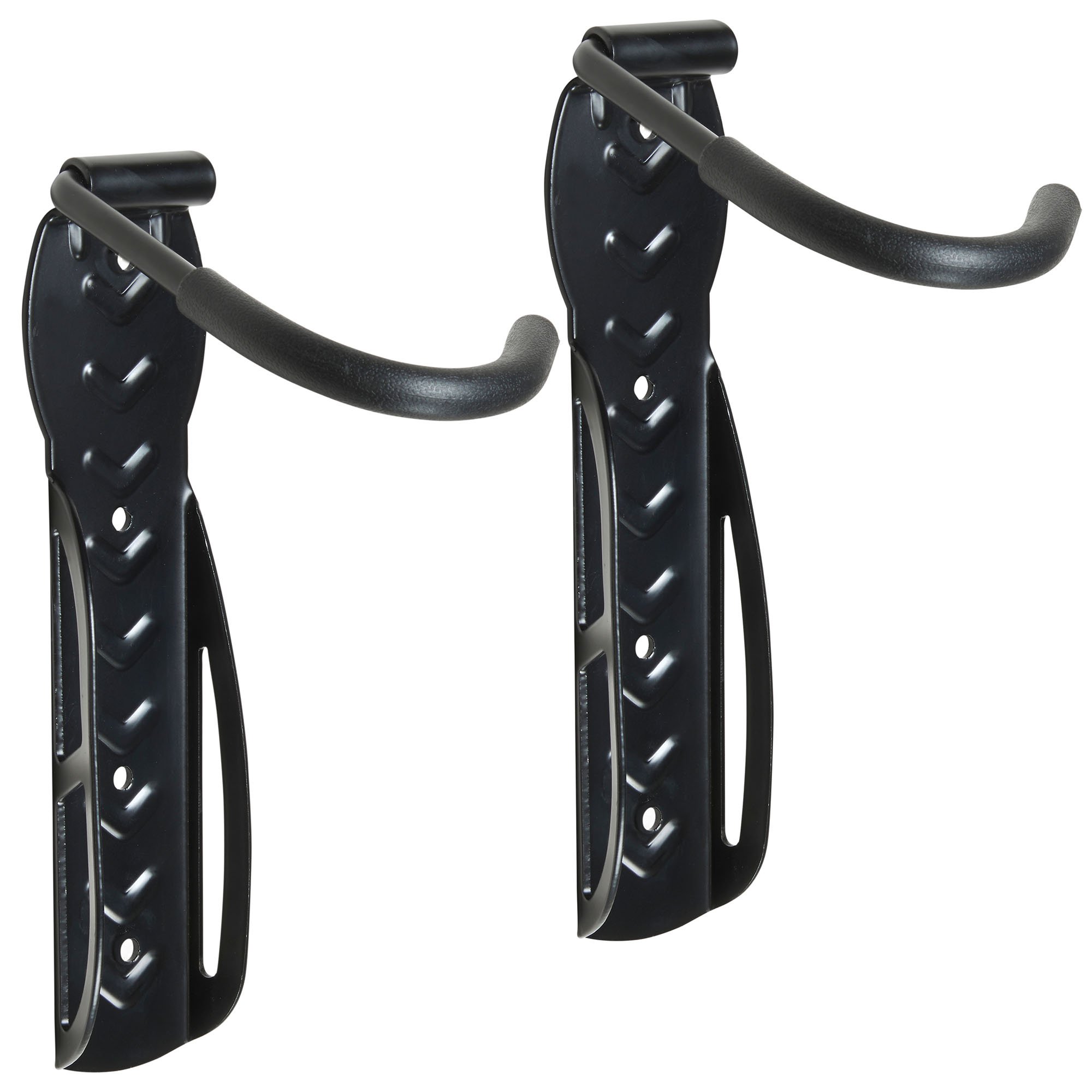 VonHaus Bike Wall Mounts - Bike Wall Rack, 2-Pack for Garage and Shed - Steel Coated Bicycle Storage Hooks - Vertical Storage Rack with Durable Plastic Clips