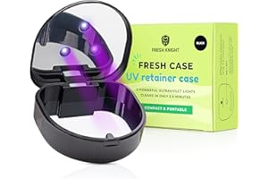 FRESH KNIGHT UV Retainer Case | UVC Retainer Cleaner, Disinfects Cleans and Removes Odors, Mouth Guard Case, compatible for Invisalign Container (Black-UV)