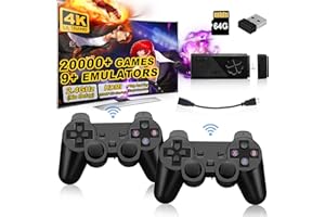 COFEYMERA Wireless Retro Game Console Stick, Upgrade Retro Video Gaming Stick Built in 20000+ Games with 9 4K HDMI Output with 2 Pack 2.4G Wireless Controllers，Game Emulator Console 2024（64GB）