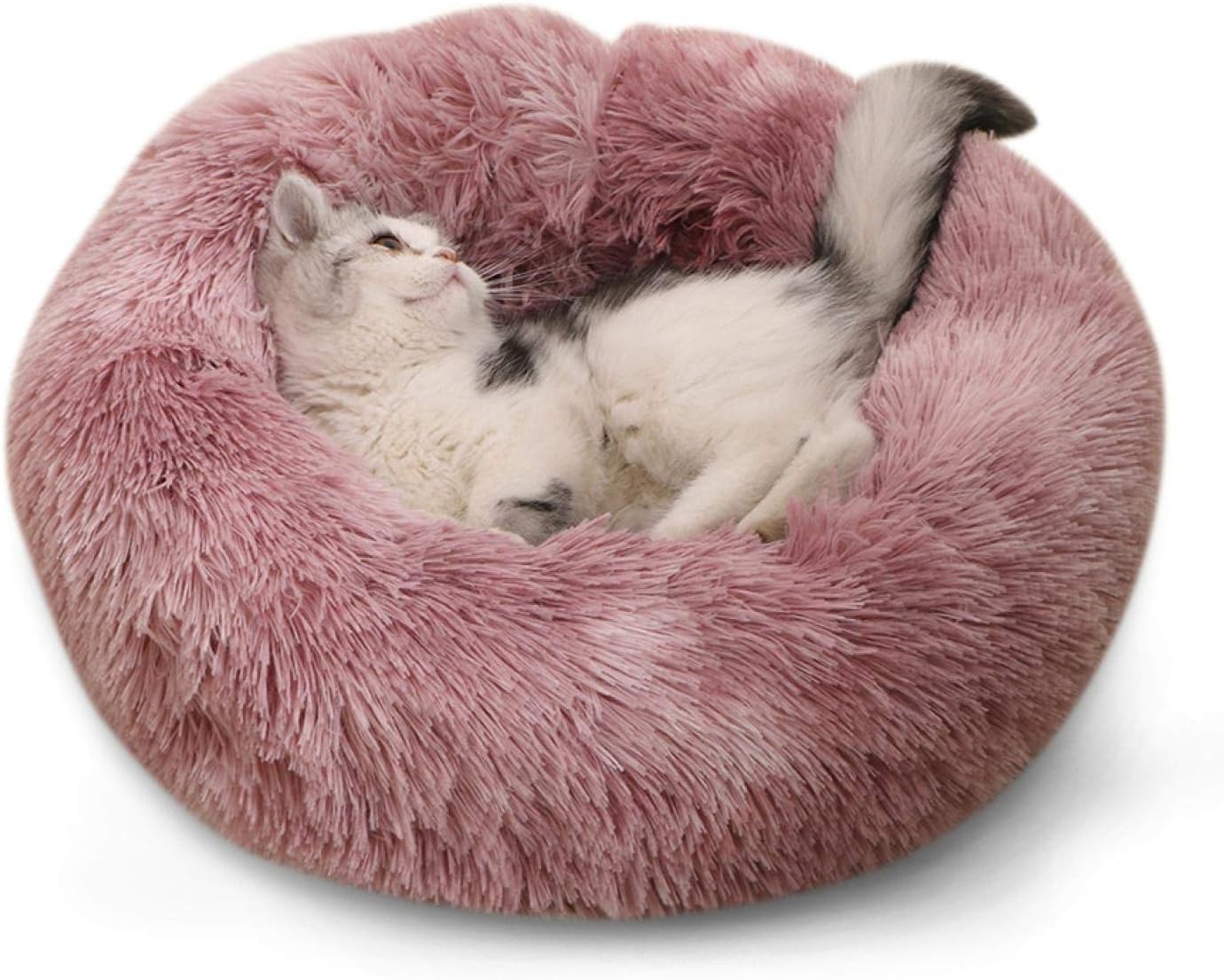 Cama Redonda Impermeable para Gatos, Felpa Larga, Súper Suave para