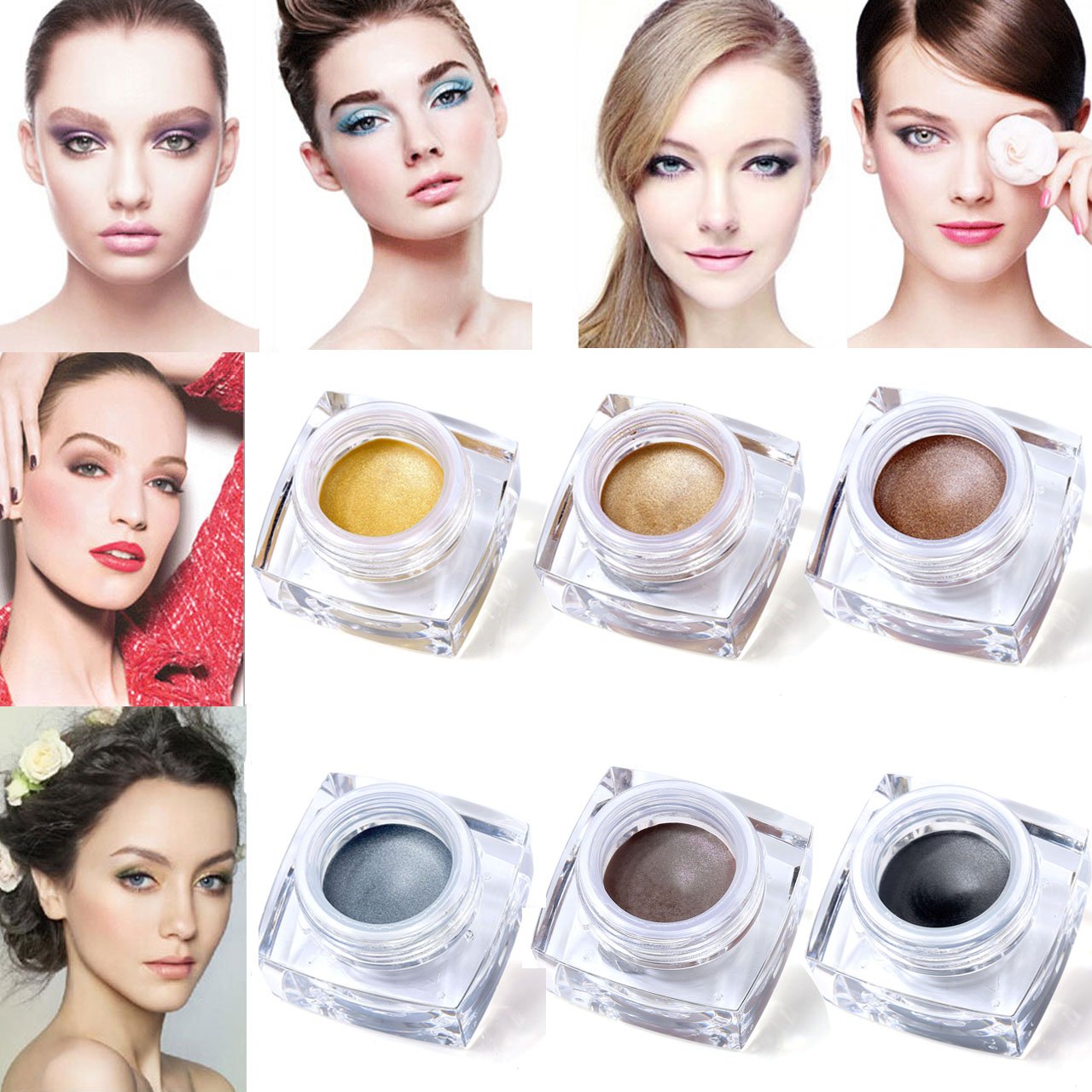 CCbeauty 6 Colors Waterproof Shimmer Makeup Glitter Cream Eyeshadow Palette Set, Long Lasting Mulfunctional Make up Set #2