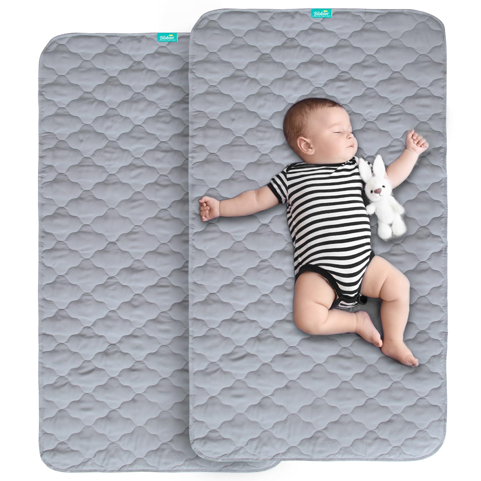 Photo 1 of Waterproof Crib Mattress Protector Pad Cover 2 Pack 28" x 52", Anti Slip & Absorbent Waterproof Bed Pads for Standard Crib/Toddler Bed Quilted Machine Washable (Quilted Improved Thickness) Grey