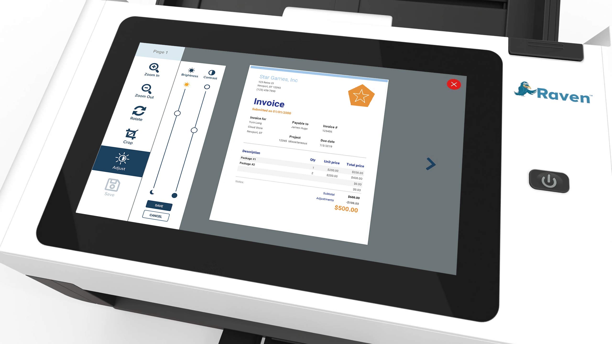 Raven Pro Document Scanner - Huge Touchscreen, High Speed Color Duplex Feeder (ADF), Wireless Scan to Cloud, WiFi, Ethernet, USB, Home or Office Desktop