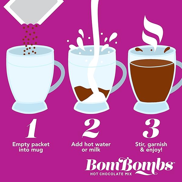 BOMBOMBS HOT CHOCOLATE MIX GIFT SET, MODERN AND FUN PACKAGING, 10 UNIQUE FLAVORS INCLUDE ROCKY ROAD, PEPPERMINT SWIRL, GINGERBREAD, SALTED CARAMEL DONUT AND MORE, HOT CHOCOLATE PACKETS, SET OF 40
