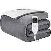 Soft Heated Blanket Electric Throw 50x60inch,Heating Blanket Throw with 9 Hours 6 Temp Heating Levels Auto Off,Fast Heating W
