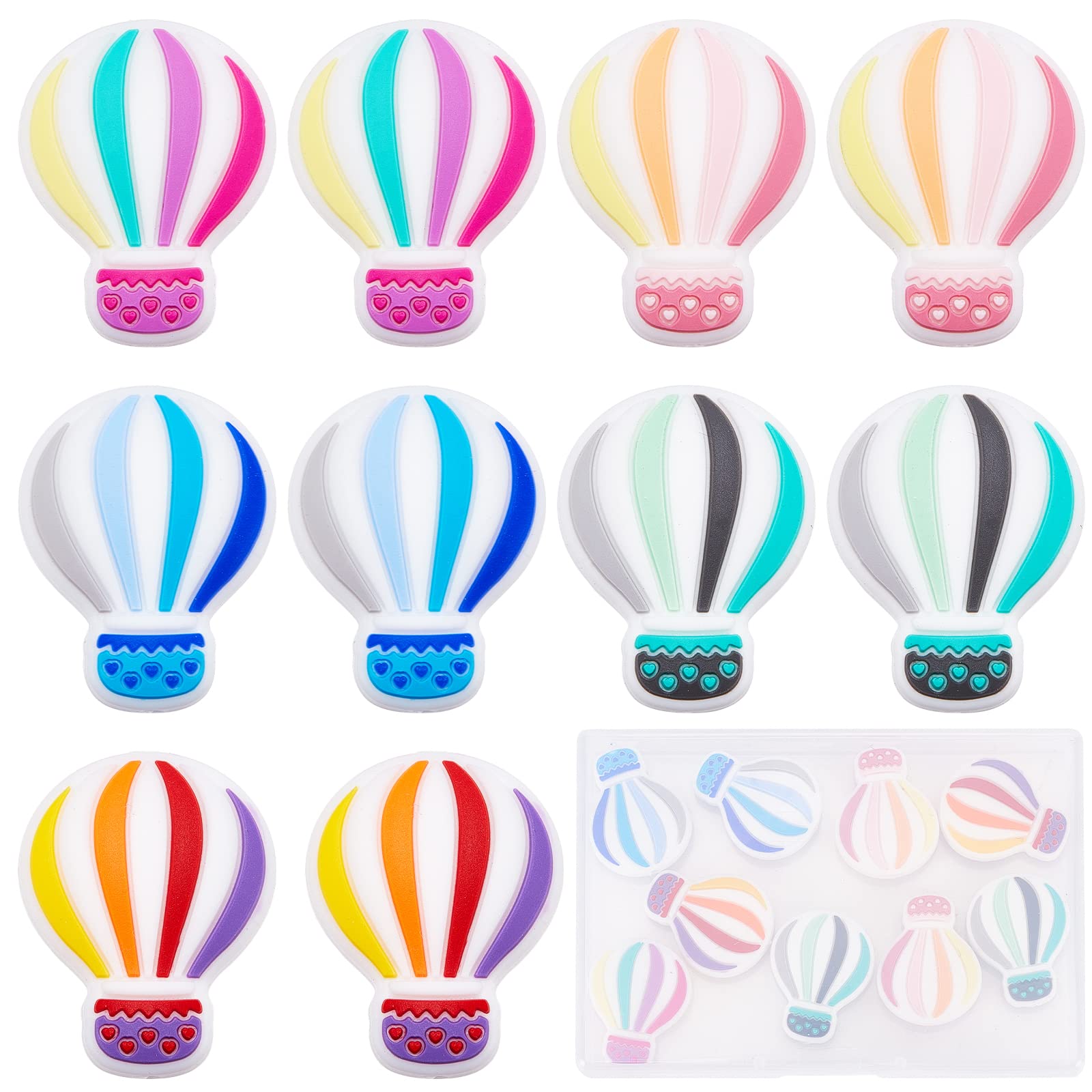 SUNNYCLUE 1 Box 10Pcs Silicone Beads Colorful Double Sided Amusement Park Themed Loose Spacer Bead Center Drilled Chunky Beads for Jewellery Making Keychain Office Lanyard Necklace Bracelet Supplies — image 1