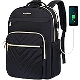 VANKEAN 17.3 Inch Laptop Backpack for Women Men Work Laptop Bag Fashion with USB Port, Waterproof Backpacks Nurse Stylish Travel Bags Casual Daypacks for College, Business, Black