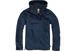 Brandit Individual Wear Men's Fleece-Lined Quarter Zip Windbreaker Pullover - Lightweight Weatherproof Casual Outdoor Jacket