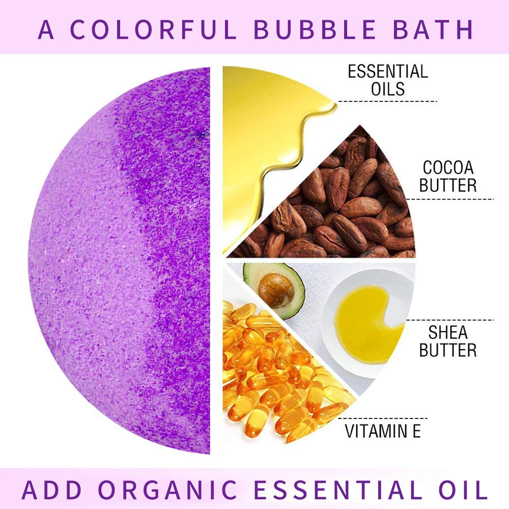 Natural Organic Bath Bombs Gift Sets of 12- Essential Oil Massage Bath Bomb, Perfect for Dry Skin Moisturize