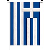 Greece Garden Flag 12x18, Small Greek Flags for Outside Double-Sided Burlap Yard Flag, Fade-Resistant, Weatherproof Outdoor Decor for Porch Patio Lawn, Patriotic Holiday Display