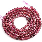 Natural Stone Beads Garnet Gemstone Faceted Loose Beads for DIY Jewelry Making Necklace Bracelrt 2 Strands/Pack Length 15" Size 4.5mm