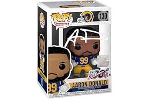 HOFSM.COM HALL OF FAME SPORTS MEMORABILIA Aaron Donald #130 Facsimile Signed Reprint Laser Autographed Funko POP! Football NFL: Los Angeles Rams Figurine with Protector Case