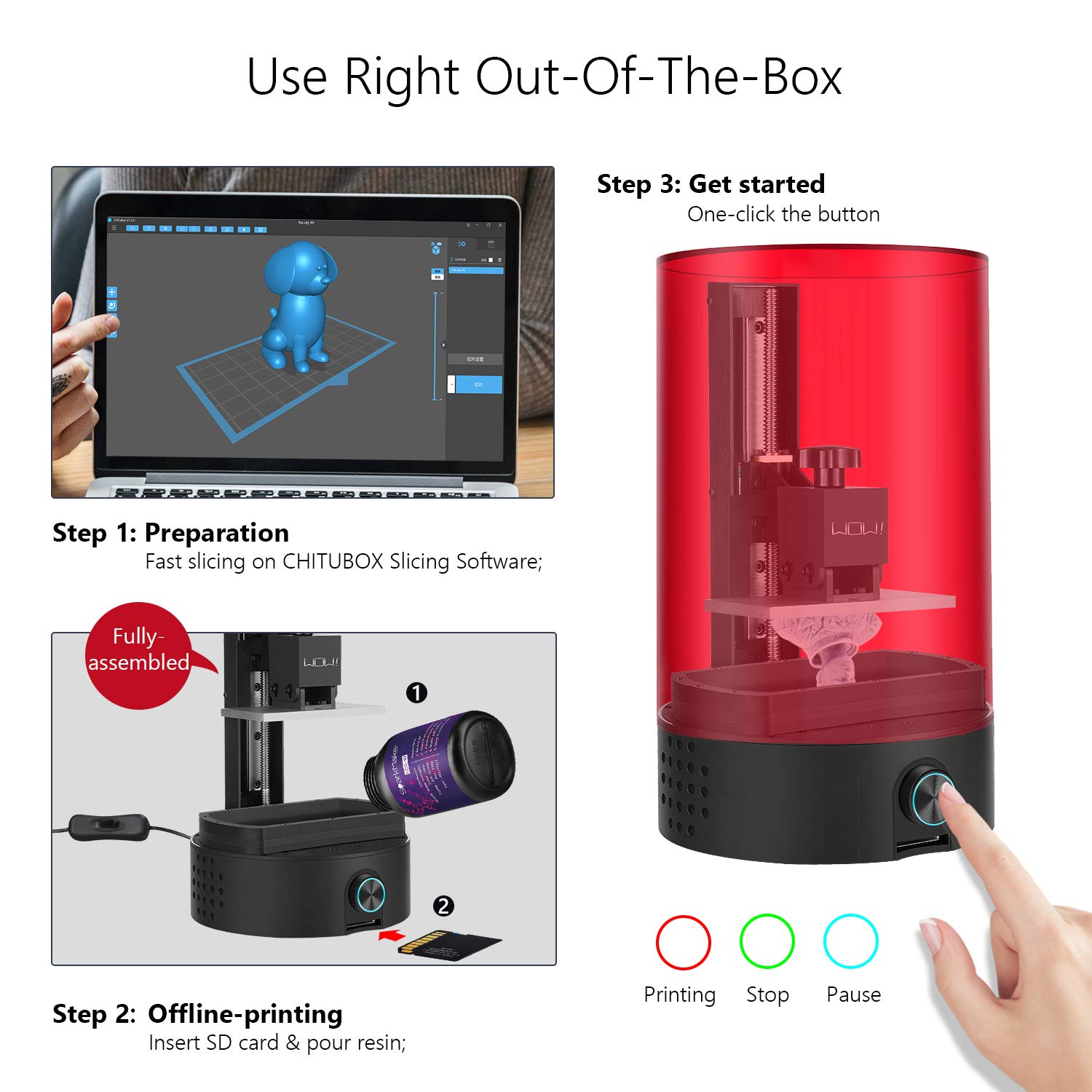 Lcd 3d Printer Sparkmaker Sla 3d Resin Printer Uv Photocuring With Fully Assembled Fast Slicing Free Sd Card One Button Operation Off Line Printing Easy To Level Most Affordable Diy Printer Amazon Com Industrial Scientific
