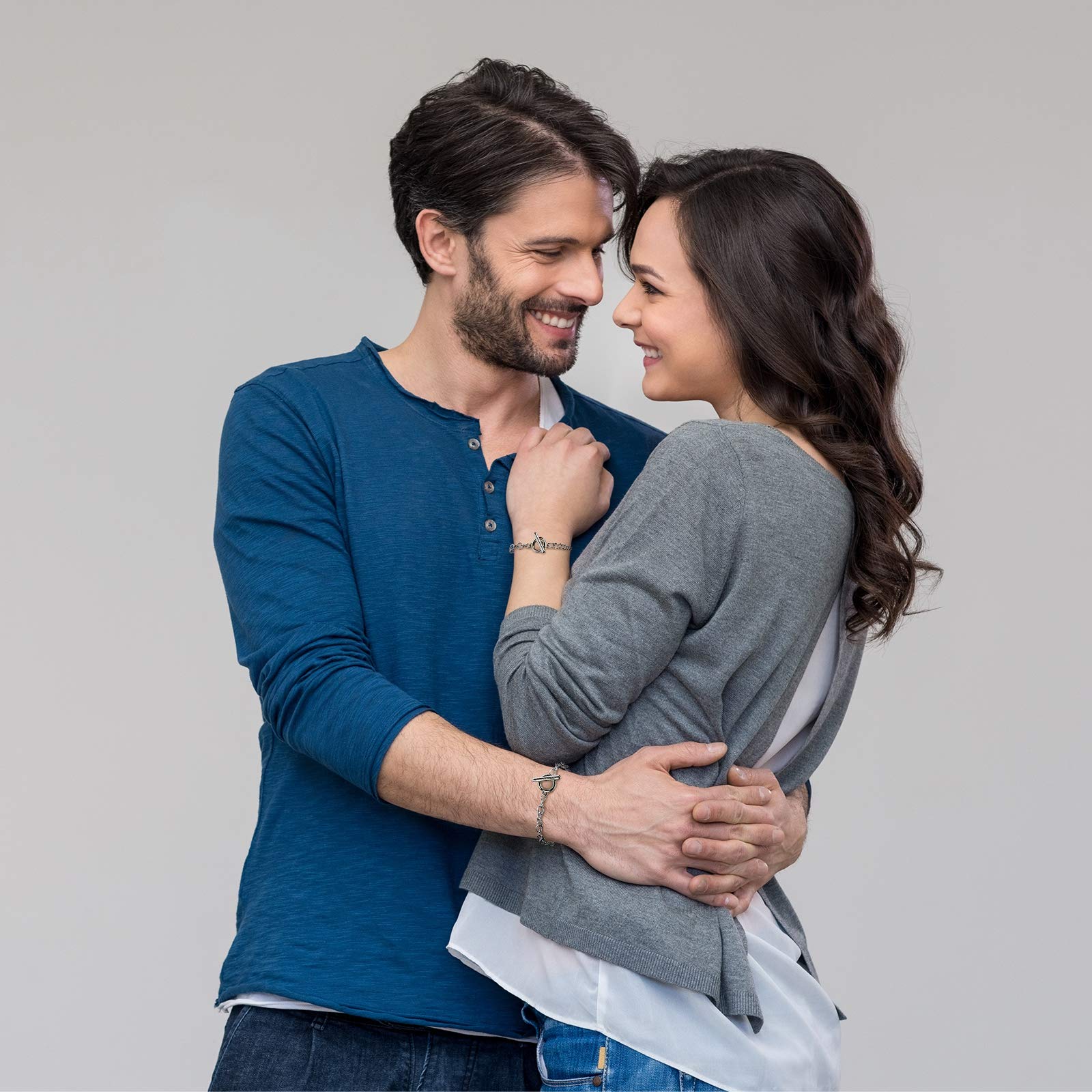 Junkin 20 Pieces Chain Bracelets Stainless Steel Link Bracelet Round Link Chain Bracelets with Ot Toggle Clasp Jewelry Bracelet Making for Women Valentine Present(Silver)