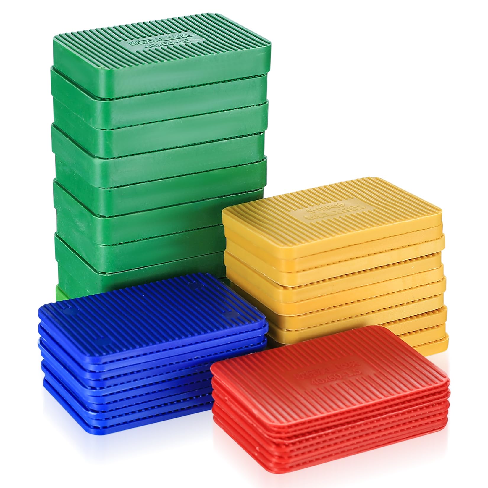 40 Pcs Plastic Packers, Window Packers, Flat Packers, Assorted Window Glazing Packers Spacers Shims to Align Glass Windows, 40x60mm, 1.5mm 3mm 5mm 10mm — image 1
