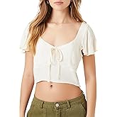 Forever 21 Womens Crepe Butterfly Sleeve Crop Top