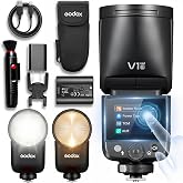 Godox V1 MID S for Sony 55W TTL Round Head Camera Flash, 1/80000s Sync | For wedding/event/portrait photographer, touchscreen, 650 flashes/charge, 1.7s recycle, 2200mAh, 24-105mm, 2.4G X System