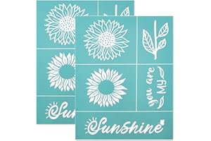 OLYCRAFT 2pcs 11x 8.5 Inch Self-Adhesive Silk Screen Printing Stencil Layered Sunflower Silk Screen Stencil Sunshine Mesh Stencils Transfer Home Decor for DIY T-Shirt Pillow Fabric Painting Decoration
