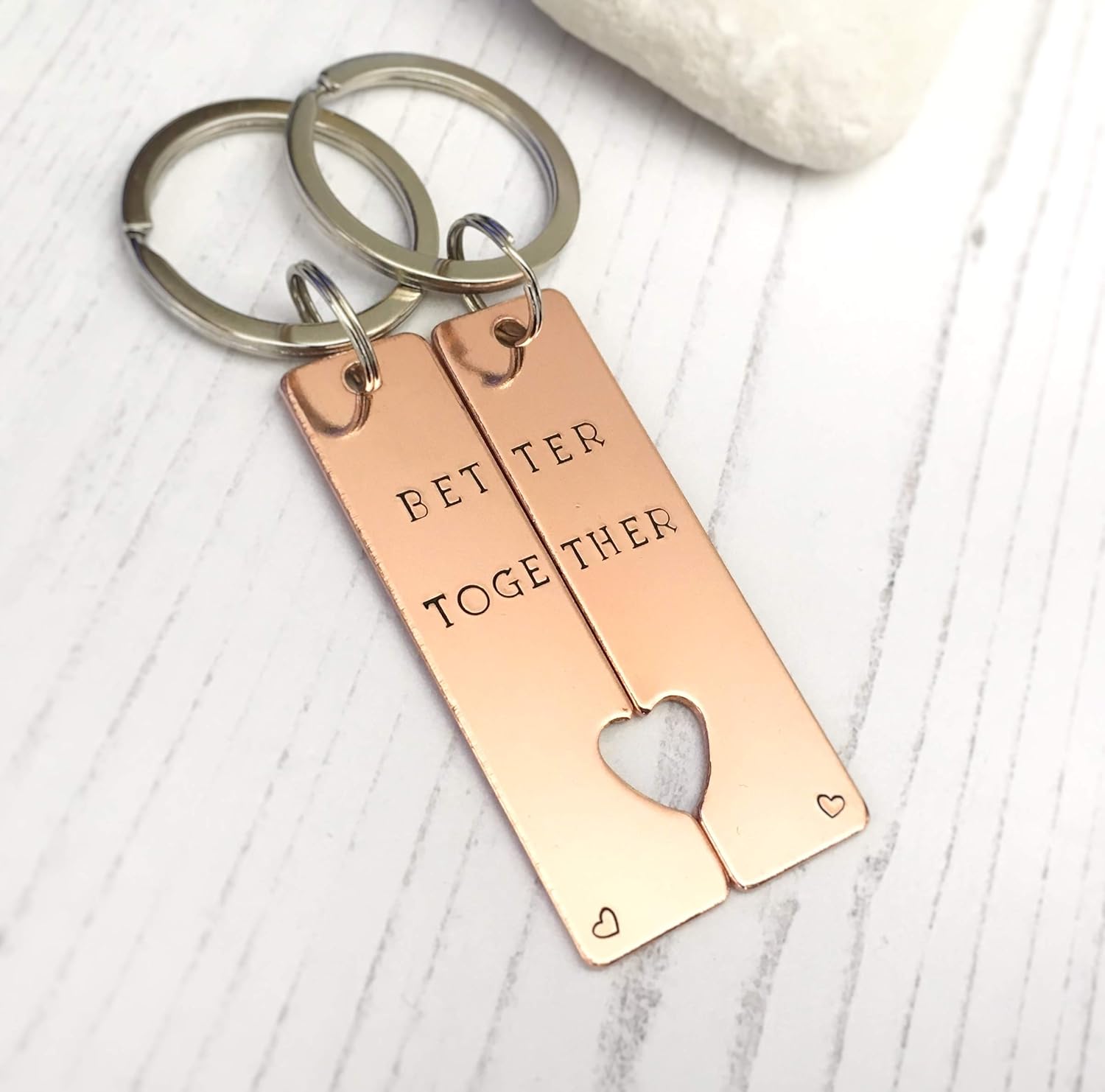 Handstamped copper couples gift, 7th Anniversary, Better together