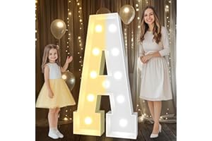 Pooqla 4 FT Marquee Light Up Letters, Cool White and Warm White Marquee Letter 4 Feet Tall, Giant LED Sign Big Mosaic Letter A for Balloons Birthday Party Anniversary Wedding Decorations