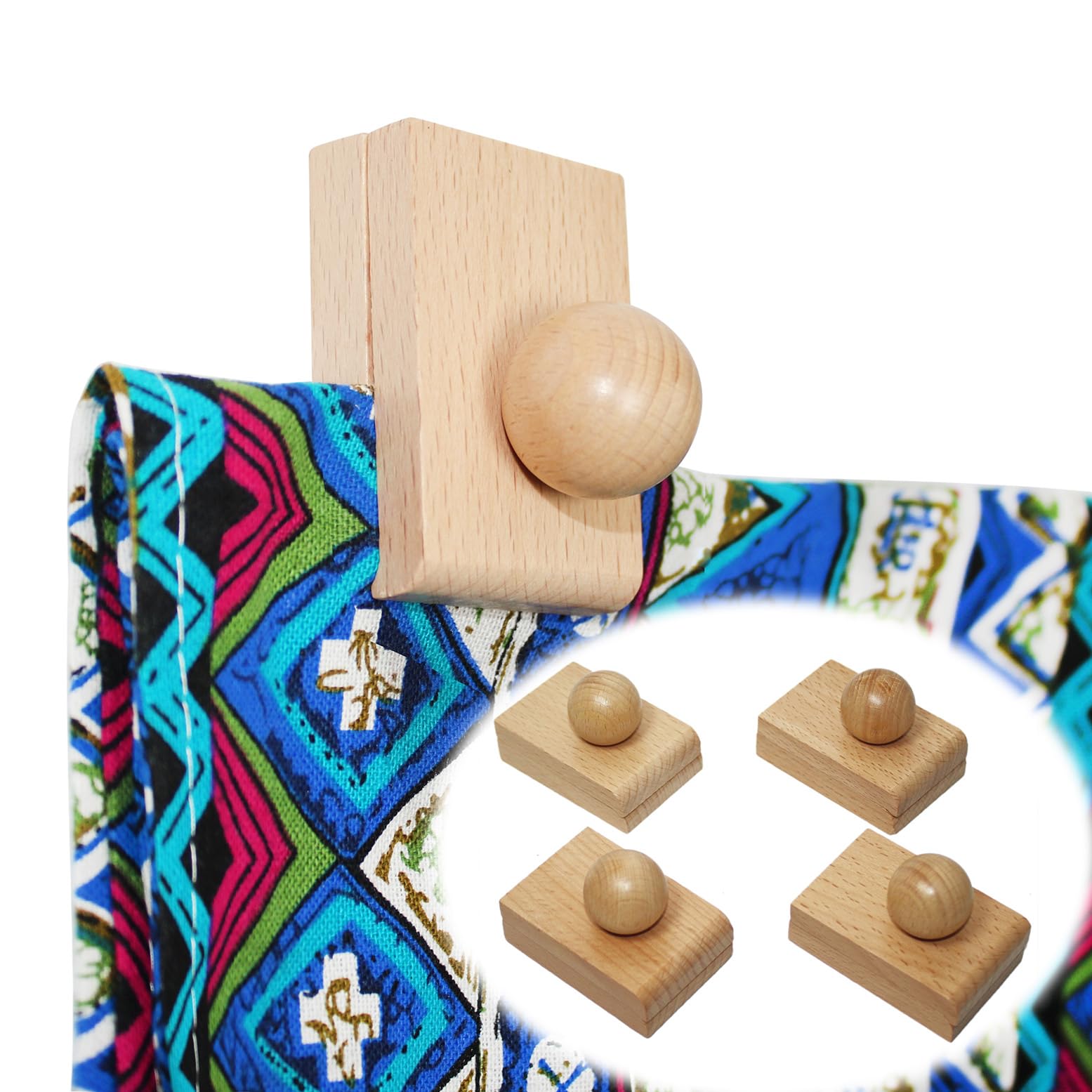 laffeya Tapestry Clamps, 4 Pcs Wood Rug Hanging Clips, Rug Wall Hanger for Wall Hanging and Display, Wooden Blanket Clips Hangers (Beech 4)