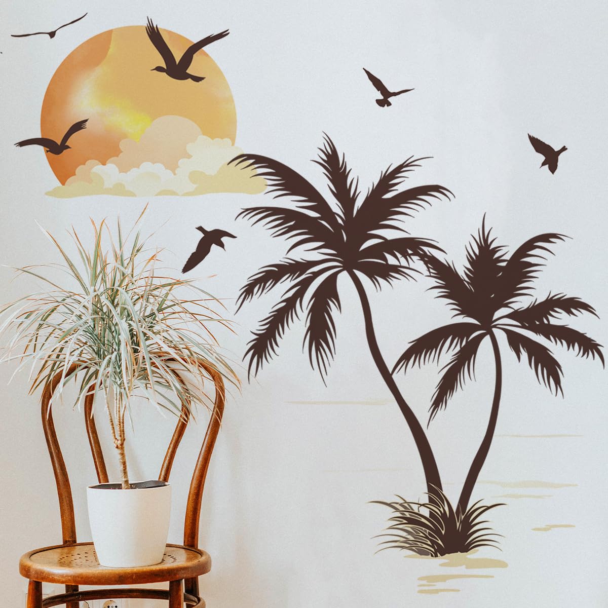 Runtoo Palm Tree Wall Stickers Boho Tropical Plants Sun Wall Art Decals Living Room Bedroom Nursery Home Decor — image 1