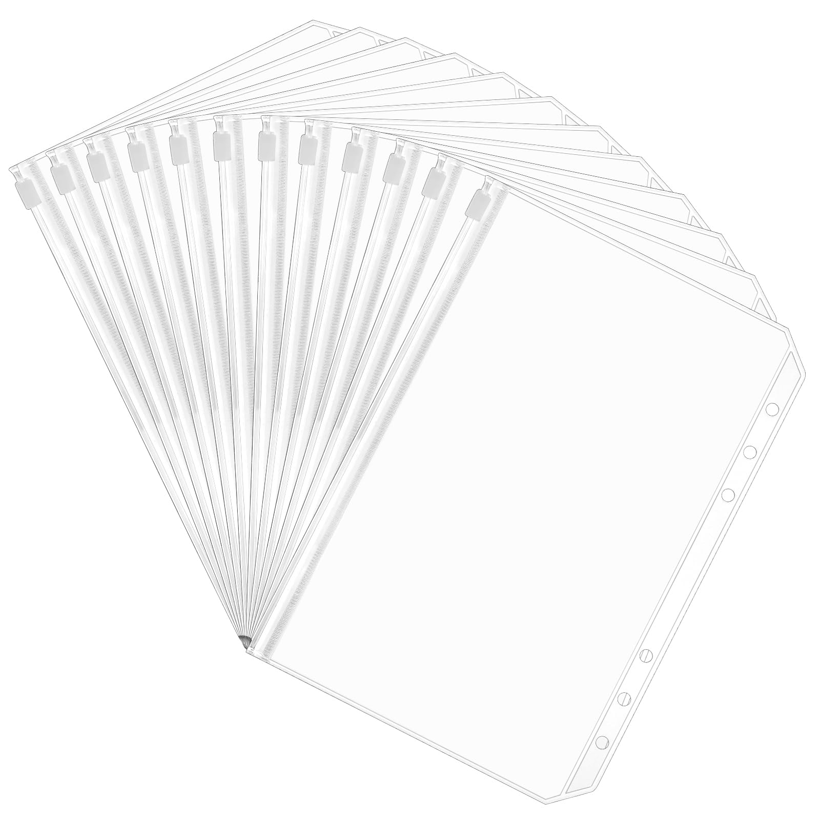 Photo 1 of 12 Pcs A5 Cash Envelopes, 6 Holes Clear Zipper A5 Binder Inserts, Waterproof Clear PVC Budget Planner Inserts for Cash Envelopes Storaging Commemorative Coins Photo Cards
