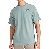 Reebok Mens Small Logo Crewneck T-Shirt, Standard Fit, Lightweight Cotton-Poly Jersey Fabric