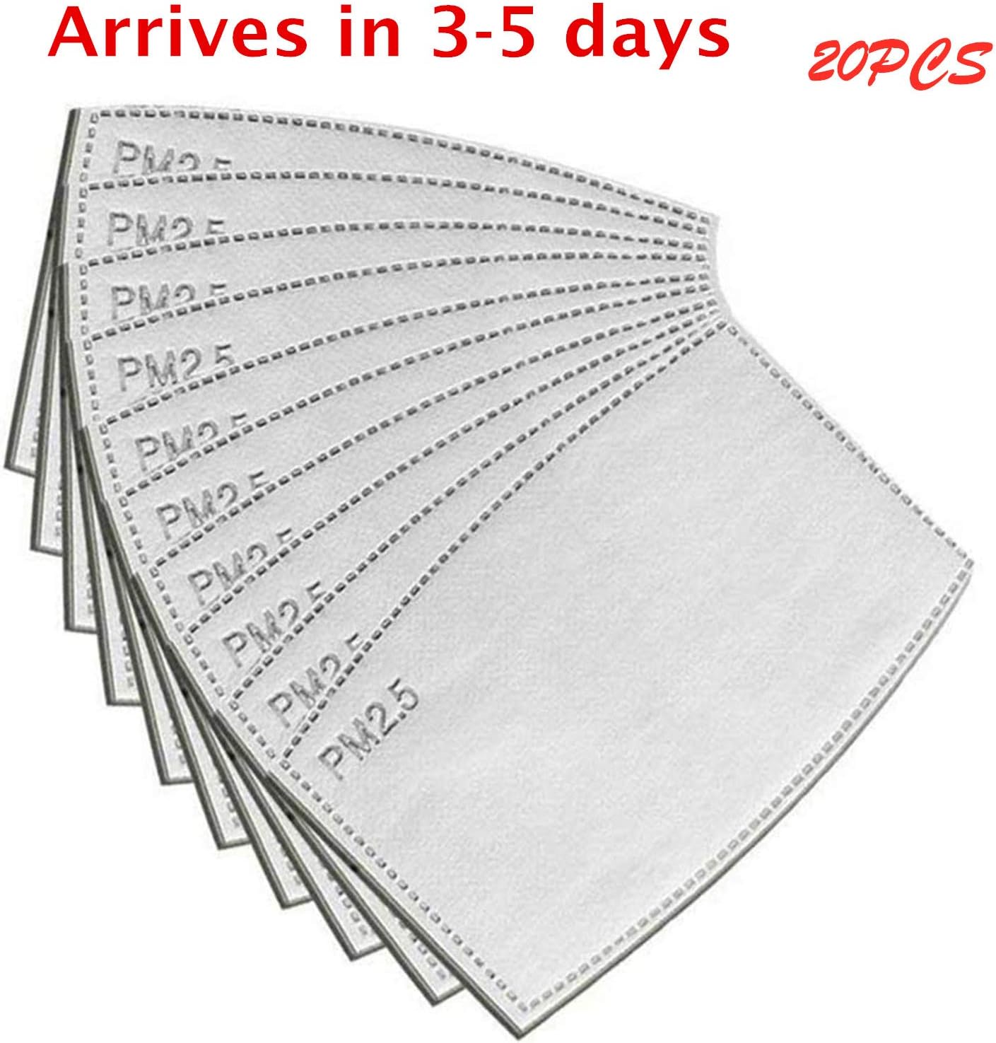 TGOOD [20 Pcs] PM 2.5 Activated Carbon Filter Insert 5 Layers, Breathable Non-Woven Fabrics Cotton Face Protective Filter, Air Filtration Filters Replacement Pad for Home and Outdoor Use